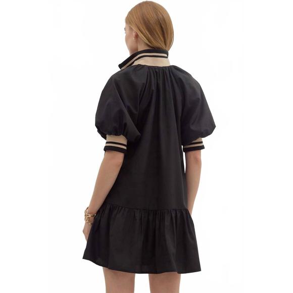 Entro Black Mini Dress with Tan Accents - Picture 3 of 4